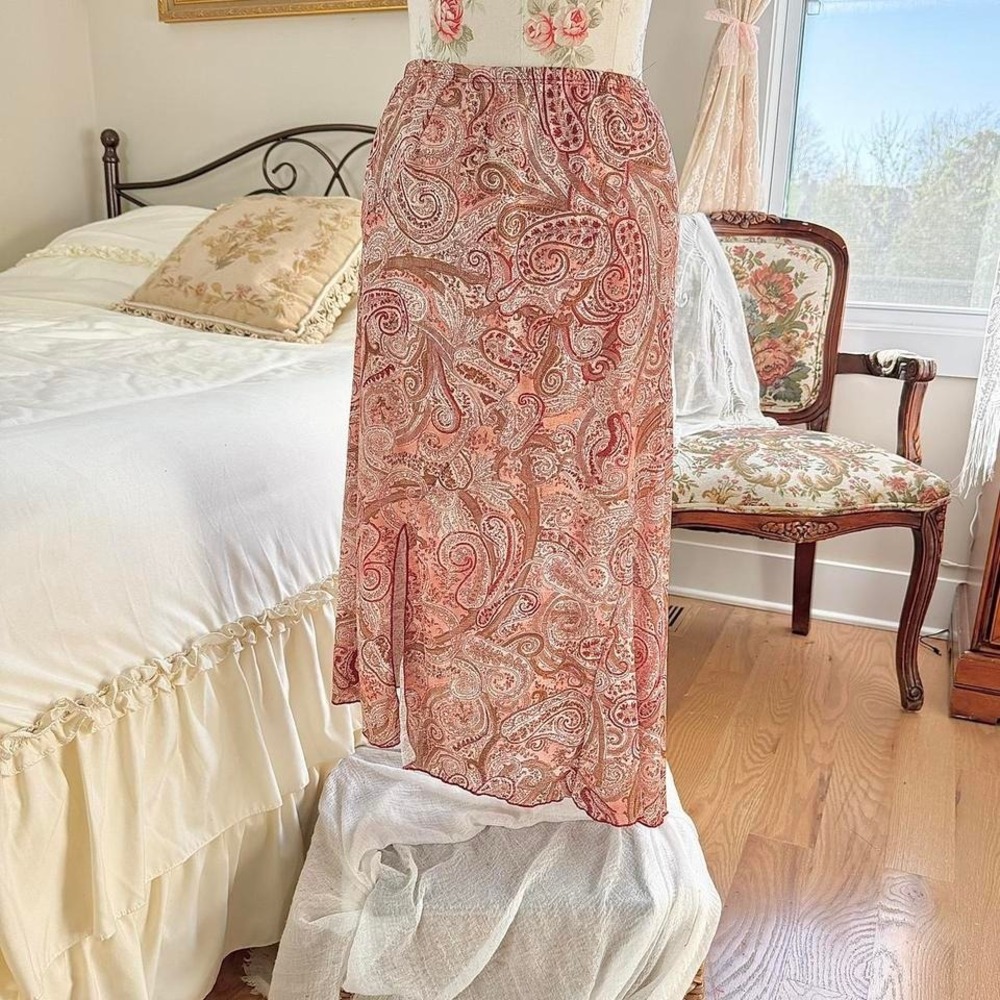 paisley midi skirt  90s rag paisley‎ midi skirt size xl